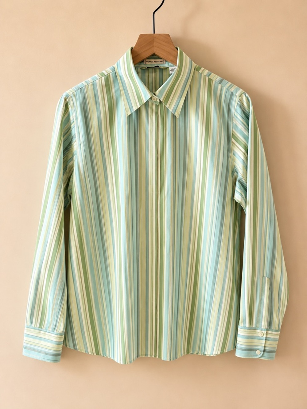 Eddie Bauer Pastel Green & Blue Striped Button-Down Shirt